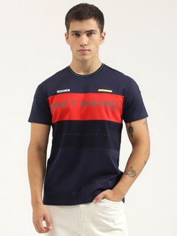 United Colors of Benetton - Relaxed Fit Round Neck Navy Typography T-Shirt