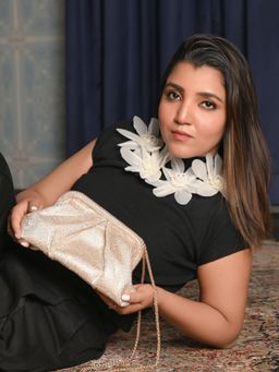 Odette - Golden Stone Polyester Embellished Clutch