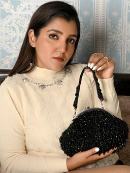Odette - Black Encompassing with Beads and Cutdana Handbag