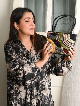 Odette - Multi-Color Jute Beads Threads Handbag