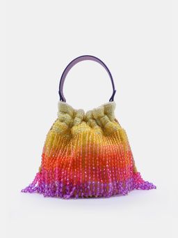 versuhz - Handcrafted Yellow Ombre Embellished Crystal Fringes Potli Bag