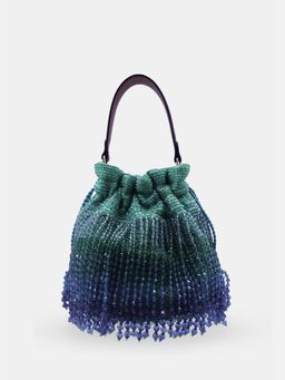 versuhz - Emerald Green Ombre Embellished Crystal Fringes Potli Bag