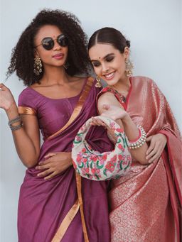 versuhz - Multi-Color Floral Sequins Beads Embellished Handbag