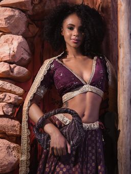 versuhz - Purple Sequins Beads Embellished Handbag