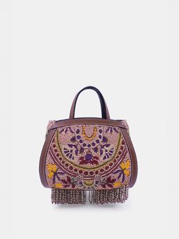 versuhz - Multi-Floral Beads Embellished Handbag