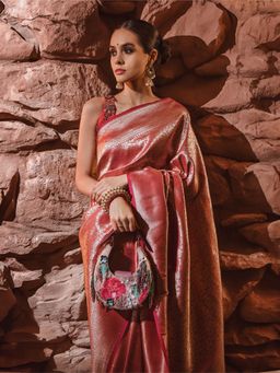 versuhz - Pink Floral Beads-Embellished Handbag