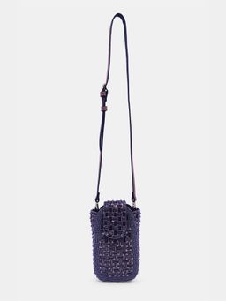 versuhz - Dark Purple Embellished Beaded Crossbody Strap Sling Bag
