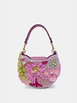 versuhz - Pink 3D Floral Embellished Handbag