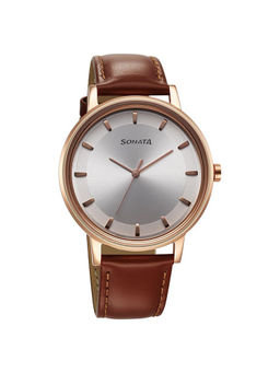 Sonata - Men Silver Round Dial Analog Watch - 7131WL06