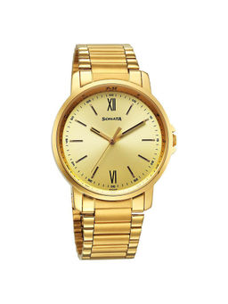 Sonata - Men Gold Round Dial Analog Watch - 77083YM05