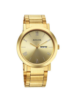 Sonata - Men Gold Round Dial Analog Watch - 77108YM11