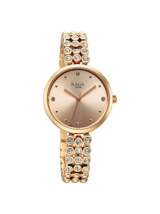 Buy Titan Women Rose Gold Round Dial Analog Watch  display picture 1