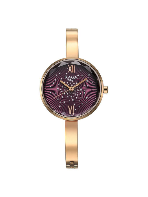 Buy Titan Women Maroon Round Dial Analog Watch 95271WM01 Online