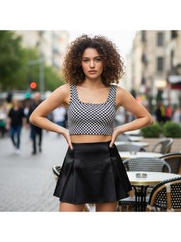 Oh Rare - Checked Crop Top - White