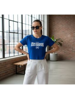 Oh Rare - Cotton Crop T-shirt - Blue