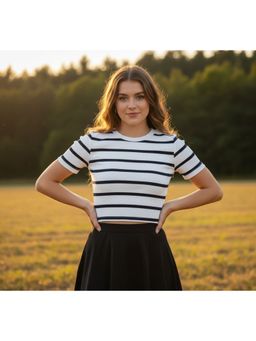 Oh Rare - Striped Cotton T-shirt - White
