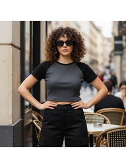 Oh Rare - Cotton Crop T-shirt - Grey