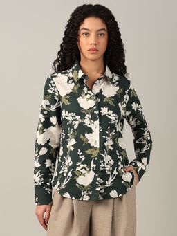 VERO MODA - Dark Green Floral Shirt