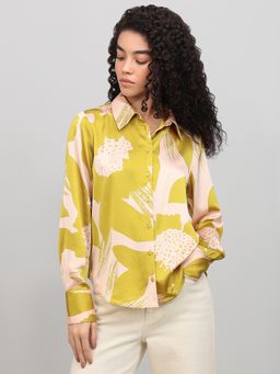 VERO MODA - Lime Yellow Printed Shirt