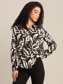 VERO MODA - Black Printed Full Sleeves Shirt