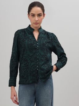 VERO MODA - Dark Green Lace Cotton Shirt
