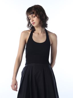 ONLY - Women's Solid Regular Fit Black Tank Top