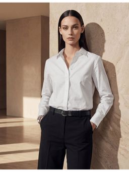 Arrow - Slim Fit Stripes Collar Shirt - White