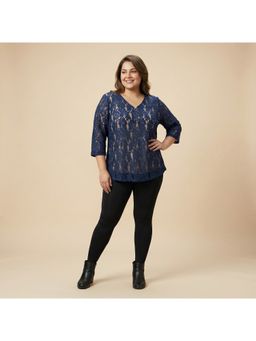 THE PINK MOON - Navy Blue Lace Top
