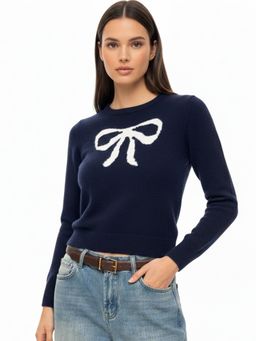 Outzidr - Navy Blue Full Sleeve Printed Sweatshirt
