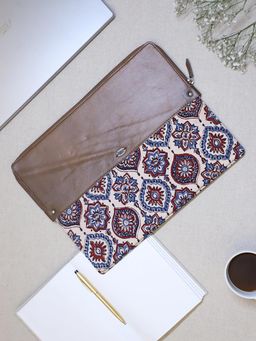 Design Gaatha - Genuine Leather Hand Block Ajrakh Multi-Color Multi Moroccan Laptop Sleeves
