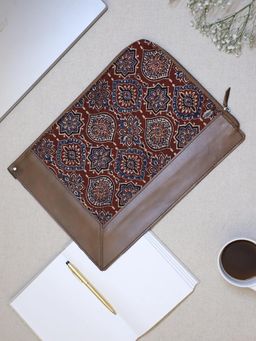 Design Gaatha - Genuine Leather Multi-Color Moroccan Hand Block Ajrakh Laptop Sleeves