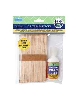 Itsy Bitsy - Ice Cream Sticks for Craft 50 pcs with 30ml Glue