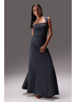 Obleka - Grey Seamless Ruched Cotton Elastane Co-Ord (Set of 2)