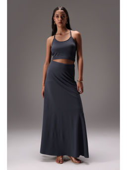 Obleka - Grey Seamless Braided Halter Cotton Elastane Co-Ord (Set of 2)