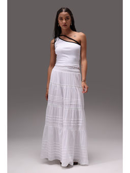 Obleka - White Yin Yang One Shoulder Rib Co-Ord (Set of 2)