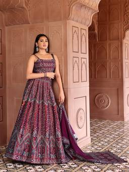 HOUSE OF PURVAJA - Women Kanjivaram Woven Maroon Stitched Lehenga with Blouse and Dupatta