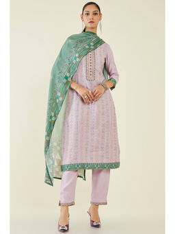 Soch - Women Purple Silk Embroidered Suit (Set of 3)