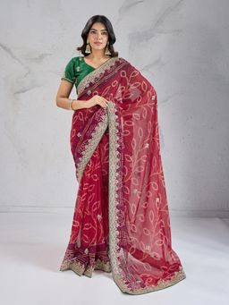 VAIRAGEE - Suvidha Red Saree with Unstiched Blouse