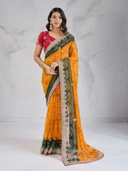 VAIRAGEE - Suvidha Yellow Saree with Unstiched Blouse