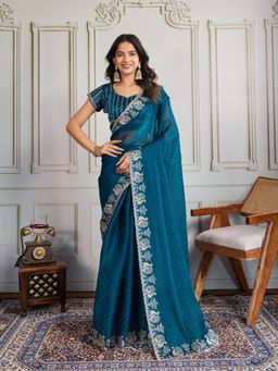 VAIRAGEE - Hammers1 Teal Saree with Unstiched Blouse