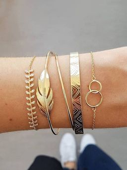 Jewels Galaxy - Gold Toned Gold Plated Stackable Bracelet (Pack of 5)