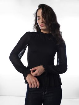 ONLY - Women Solid Fit and Flare Black Top