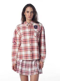 ONLY - Women Checked Relaxed Fit Pink Shirt
