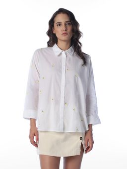 ONLY - Women Embroidery Regular Fit White Shirt