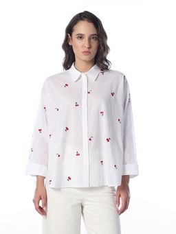 ONLY - Women Embroidery Regular Fit White Shirt