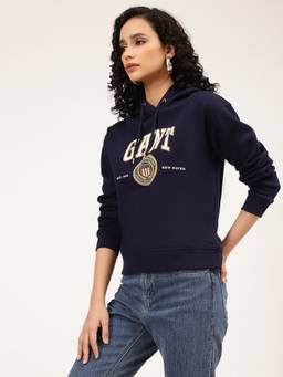 GANT - Womens Solid Blue Sweat Hood