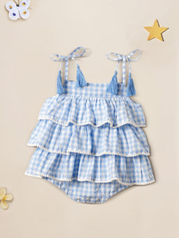 Nautinati - Blue Checked Layered Dress