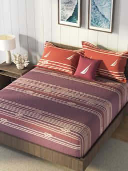 Nautica - Super Soft 100% Cotton Levander King Bedsheet With 2 Pillow Covers (Set of 3)