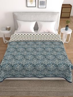Home Affairs - Reversible Cotton Printed Bed Dohar Blue