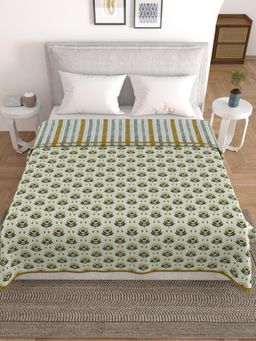 Home Affairs - Reversible Cotton Printed Bed Dohar Grey